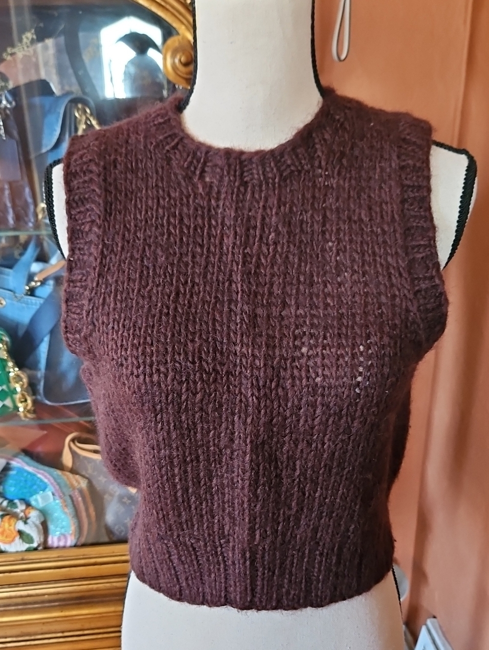 J. Crew Vintage Chunky Sleeveless Crewneck Sweater Vest in Brown